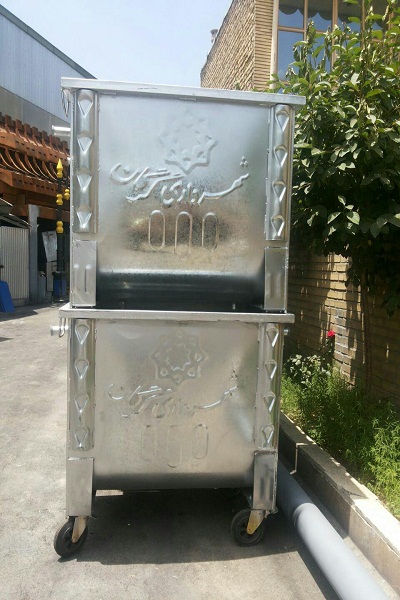 خرید سطل زباله مکانیزه 770 لیتری شهری 4 سطل زباله