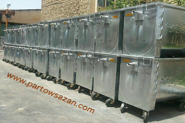 کارخانه تولید سطل زباله فلزی درب دار 3 سطل زباله